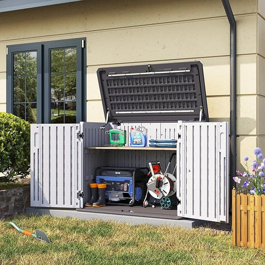 Aoxun Outdoor Storage Cabinet 35 Cu.Ft Outdoor Trash Can Storage Shed by Aoxun