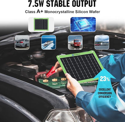 ECO-WORTHY Upgrade 7.5W Solar Car Battery Charger Maintainer 12V Waterproof - Image 3