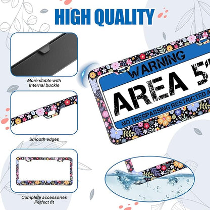 Flower License Plate Frame 2 Pcs Personalized Colorful Floral License Plate - Image 3
