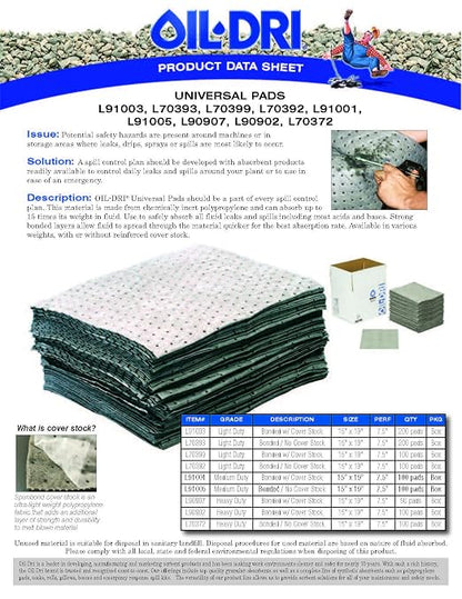 Oil-Dri L90902 15" W x 19" L Universal Heavy Weight Bonded Perforated Pads - Image 4