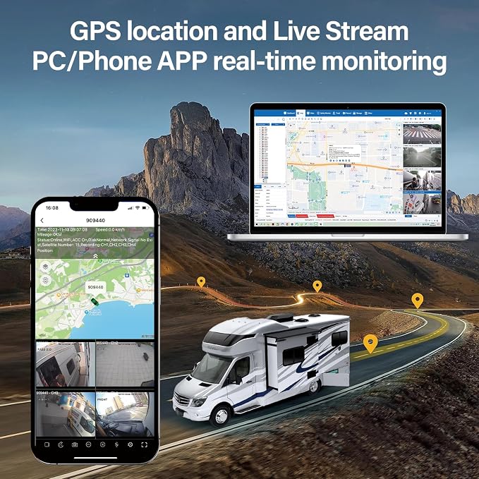 6CH AI WiFi GPS Sentry Mode RV Backup Camera System 10.1" Touch Screen Monitor - Image 4