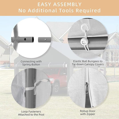 JY QAQA Carport, 12x20 FT Heavy Duty Carport - Image 4