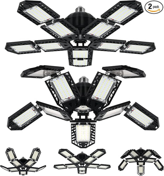LED Garage Lights Bulb 10+1 Panels 2 Pack -200W, 20000LM 6500K Led Shop Light by Aoretic