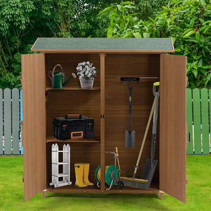 56" L x 19.5" W x 64" H Tall Outdoor Wooden Storage Shed - Image 3