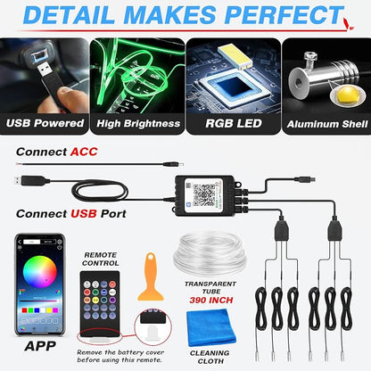 MICTUNING Car LED Interior Strip Light, 6 in 1 RGB Multicolor - Image 5