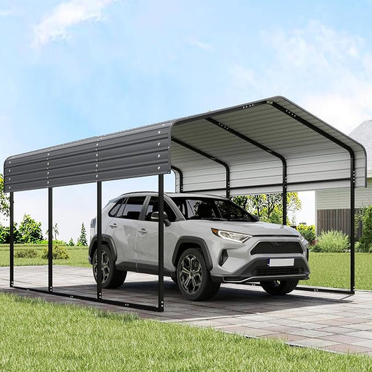Real Relax 10x15FT Heavy Duty Metal Carport, Outdoor Carport Canopy by RealRelax