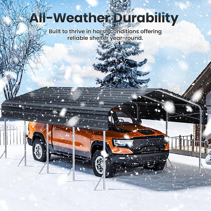 Heavy Duty Metal Carport – Sturdy Structure, All-Weather Protection, Easy - Image 2