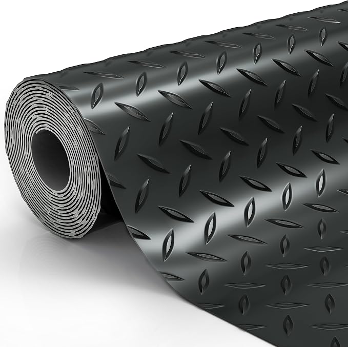 8.2 x 23 FT Garage Floor Mat, 2.8mm Thickened Diamond Plate PVC Garage Flooring by Unknown
