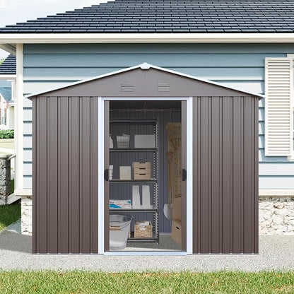 4x8 FT Outdoor Storage Shed, Metal Garden Shed - Image 6
