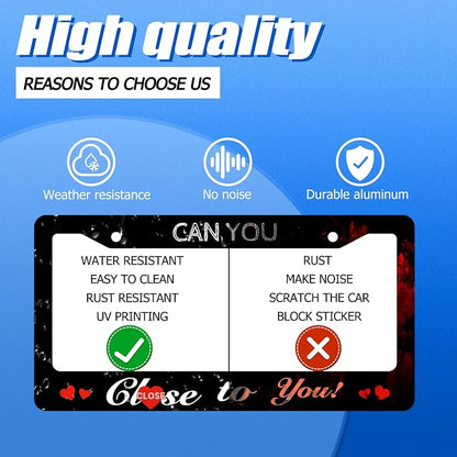 Funny License Plate Frame Can You Close to You License Plate Stainless Steel - Image 4
