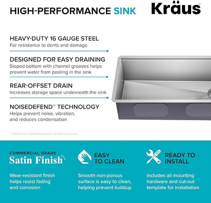 KRAUS Kore 36-Inch Undermount Workstation 16 Gauge Single Bowl Stainless Steel - Image 11