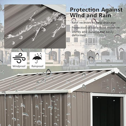 6x5 FT Outdoor Storage Shed, Metal Garden Shed - Image 3