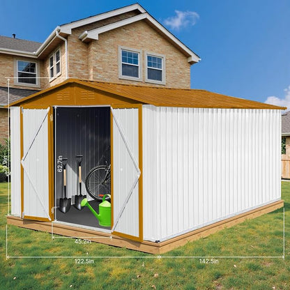 10 x 12 FT Outdoor Storage Shed, Metal Garden Tool Shed - Image 7