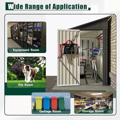4x8 FT Outdoor Storage Shed, Lean to Metal Shed W/Floor Included, Garden - Image 8