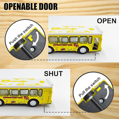 KIDAMI Die Cast Metal Toy Cars Buses Set, 1:64 Scale Double Decker City Bus - Image 3