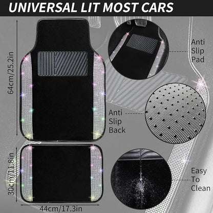NBTEPEM Multicolor Bling Car Floor Mats Full Set, Universal Fit Most Cars - Image 7