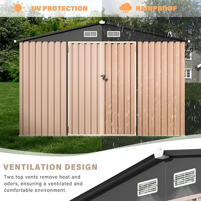 6x8x6.4 FT Outdoor Storage Sheds, Metal Garden Tool Shed - Image 4