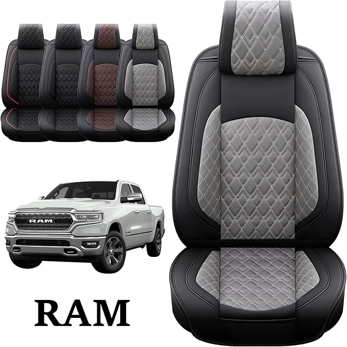 JOJOBAY Car Seat Covers for Dodge Ram 2 Pcs Front, Fit Ram 2009-2025 - Image 3