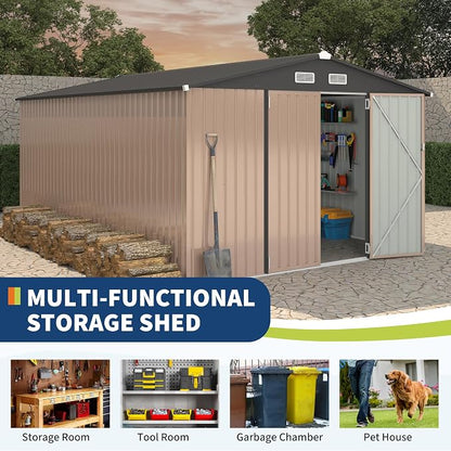 10x14x6.4 FT Outdoor Storage Sheds, Metal Garden Tool Shed - Image 3