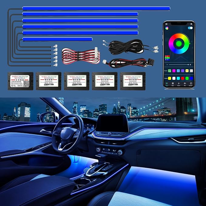 WEBUPAR Acrylic Interior Car Lights - 6 in 1 LED Strip Lights by WEBUPAR