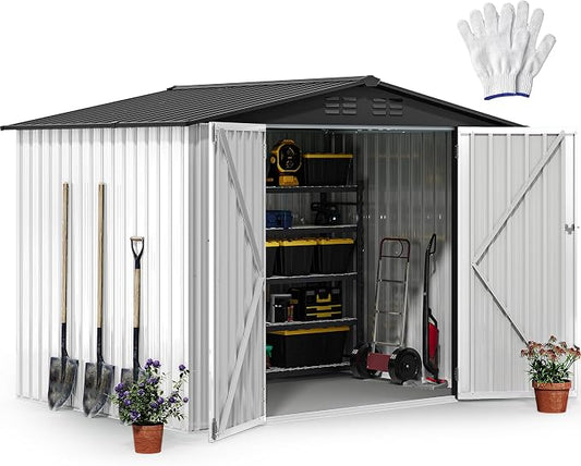 DWVO 8x6ft Metal Outdoor Storage Shed, Waterproof Tool Shed Heavy-Duty Storage by DWVO