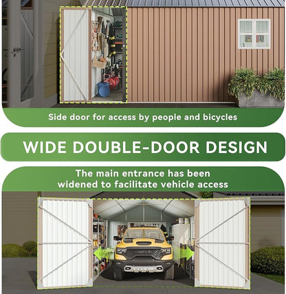 Aoxun 12x20x9.3 FT Shed Outdoor Metal Garage Shed 1700 CUFT Extra Large Storage - Image 8