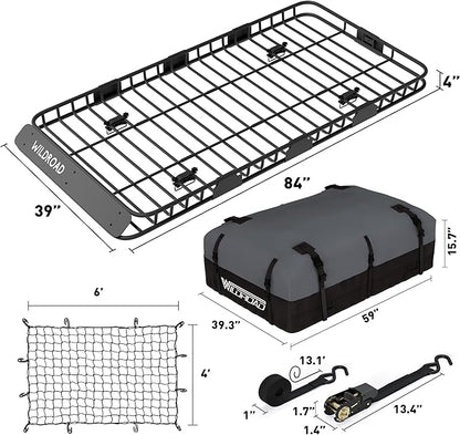 WILDROAD Car Roof Cargo Carrier Combo of Upgraded 84"x 39"x 4" Roof Rack Cargo - Image 6