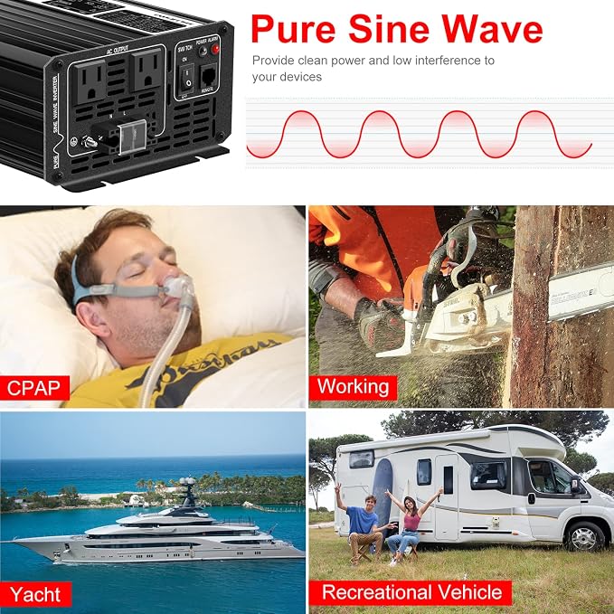 Xijia 1500W Pure Sine Wave Solar Power DC 24V Inverter AC 120V 60HZ Solar - Image 9