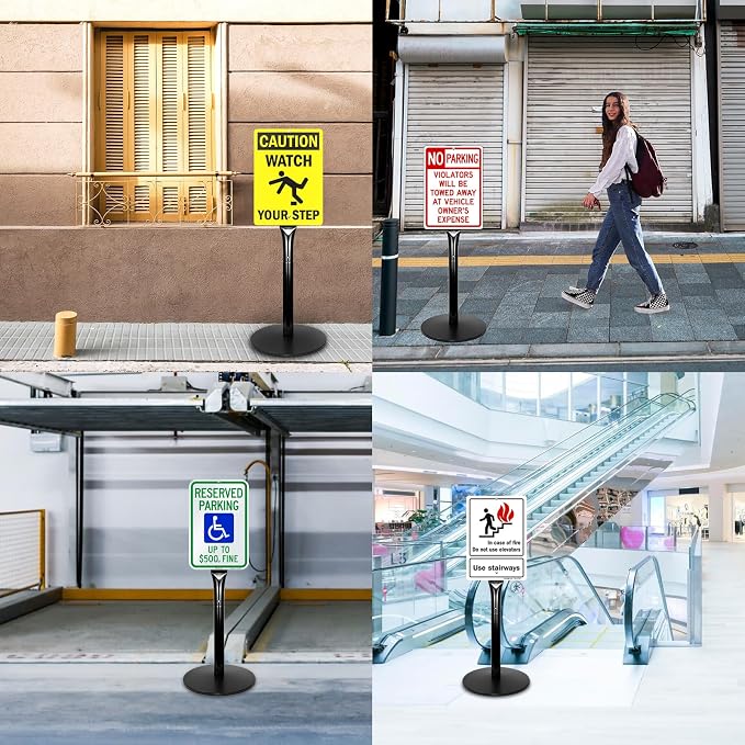 Parking Sign Post 49" Heavy Duty Cast Iron Parking Signs Stand, Movable Sign - Image 2