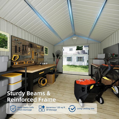 10x12FT Outdoor Storage Shed, Metal Garden Shed - Image 4