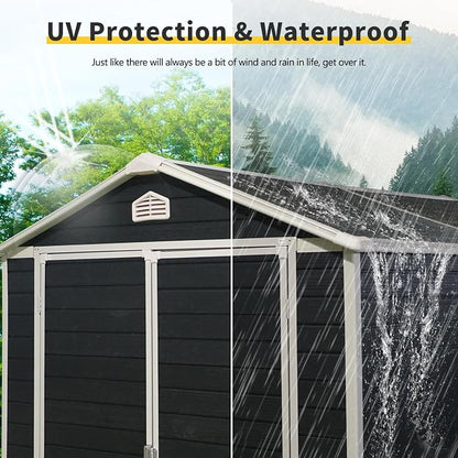 6x8 FT Outdoor Storage Shed, Resin Garden Shed - Image 5