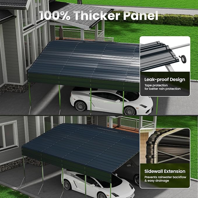 20x20 Carport, Heavy Duty Metal Car Port, All-Weather Protection, Easy Assembly - Image 3