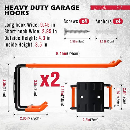 2-Piece 9.4" Heavy Duty Garage Hooks, Sturdy Utility Hooks Holds 55 LB Wall - Image 3