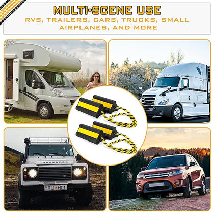 4 Pair Heavy Duty Wheel Chocks for RV Trailer, Rubber Wheel Stoppers, Dual - Image 6
