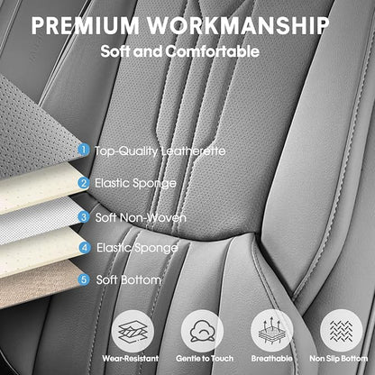 AOOG Front Seat Covers, Car Seat Covers Front Seats, Leather Seat Covers - Image 4