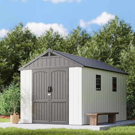 Patiowell 8x12 FT Outdoor Storage Shed, Plastic Shed Resin Garden Shed by Patiowell