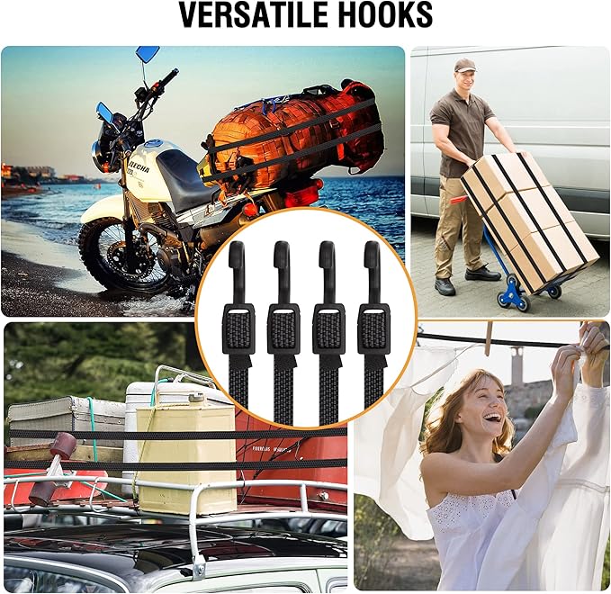 Bungee Cords with Hooks, 40 Inch Flat Adjustable Bungee Cords with Hooks Heavy - Image 7