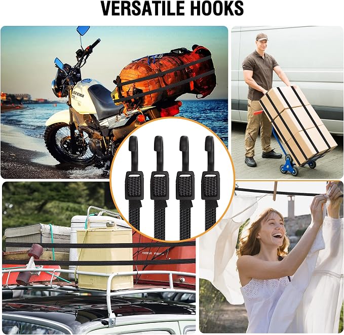 Bungee Cords with Hooks Heavy Duty, Flat Adjustable Bungee Cords with Hooks 40 - Image 8