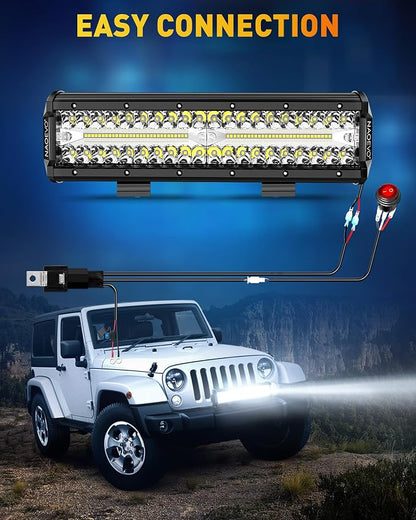 NAOEVO 12 Inch LED Light Bar, 300W 30000LM LED Offroad/Driving/Fog Lights - Image 8