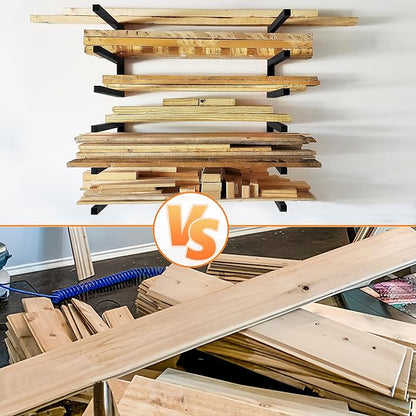 Wood Storage Racks with 3 Level, Garage Organizer Lumber Storage Rack Wall - Image 6