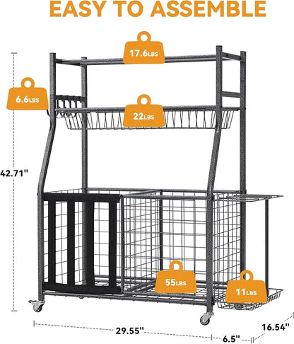 HOMREST Sports Equipment Storage, Ball Storage, Ball Holder, Garage Sports - Image 2