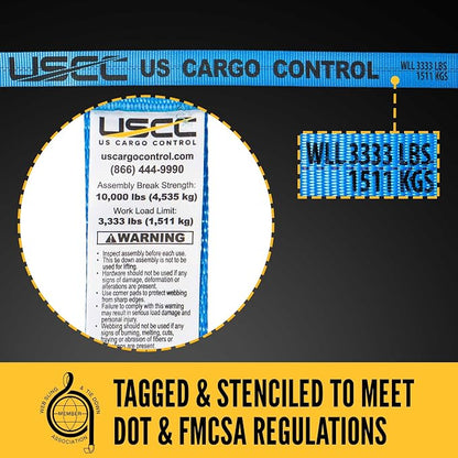 US Cargo Control 2 Inch Wide x 18 Foot Long Heavy Duty Ratchet Strap - Image 3