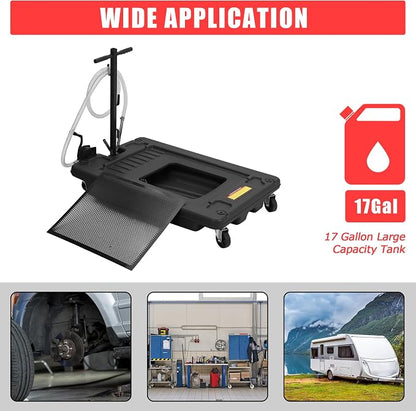 ‌17 Gal Low Profile Oil Drain Pan, Heavy Duty Mobile Oil Changing Pan - Image 6