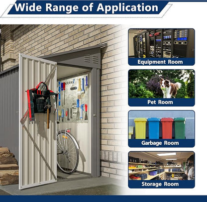 Shed Lean to Storage Shed, Outdoor 4' x 8' Metal Wall Side Storage Sheds & - Image 6