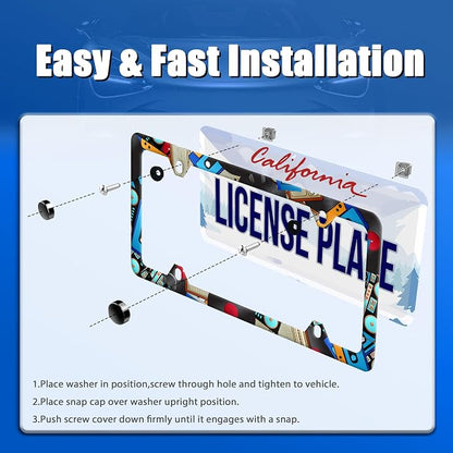 Music License Plate Frame Retro Music Cassettes License Plate Stainless Steel - Image 3