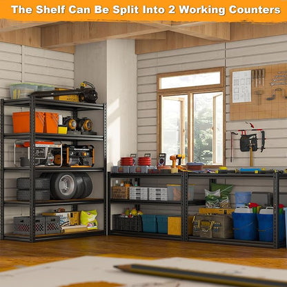 REIBII Garage Shelving 2500LBS Storage Shelves Adjustable Metal Shelving Heavy - Image 6