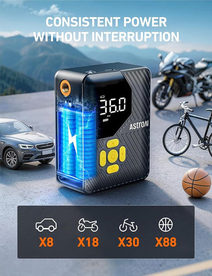 AstroAI L7 Mini Tire Inflator Portable Air Compressor, 150 PSI Cordless Car - Image 4