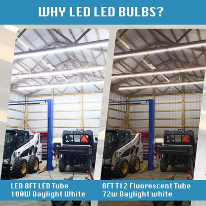 12 Pack, Led Shop Lights, 8FT Led Shop Light, 100W 6000K 15000LM Clear White - Image 5