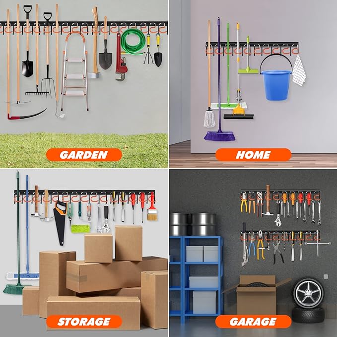 68'' All Metal Garden Tool Organizer Wall Mount Garage Organizers and Storage - Image 6