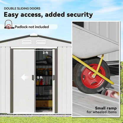 Outsunny 9' x 6' Outdoor Storage Shed, Garden Tool Metal Shed - Image 4